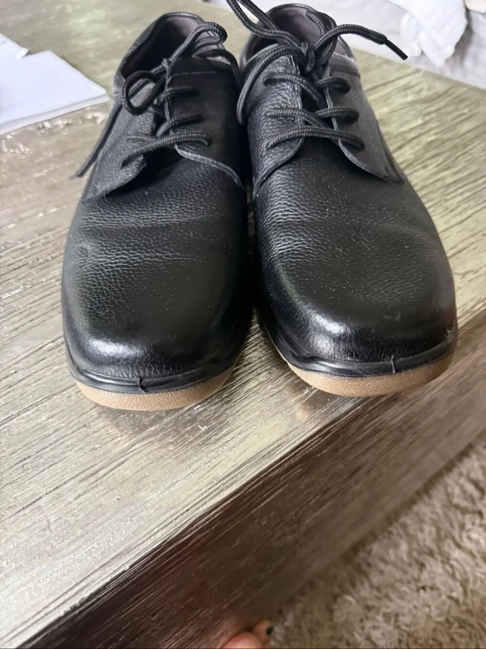 Shoes For Kitchen Black Leather Lace Up Reactive Oil & Slip Resistant Shoes sz 1